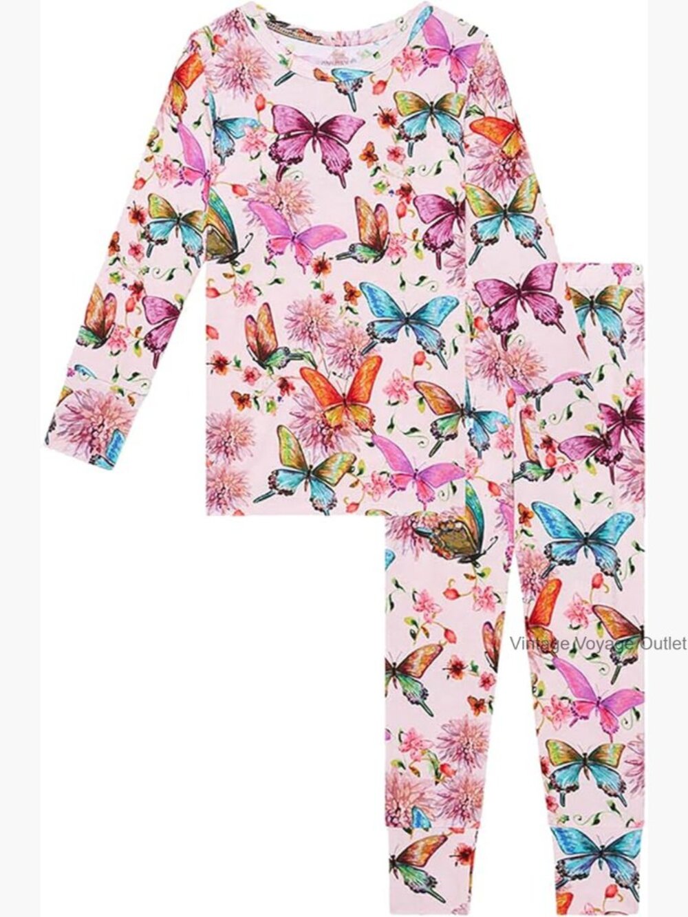 Girls Bamboo Pajama Set - Long Sleeve Snug Fit Toddler PJs